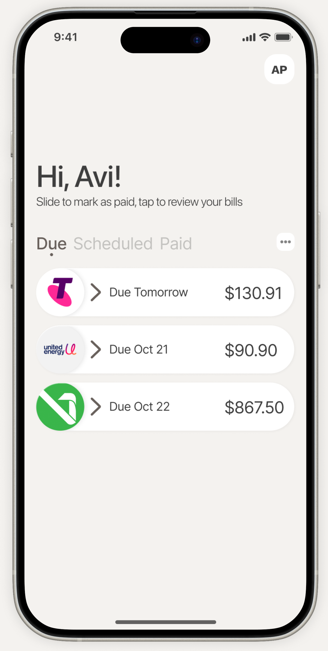 Phone showing the app interface